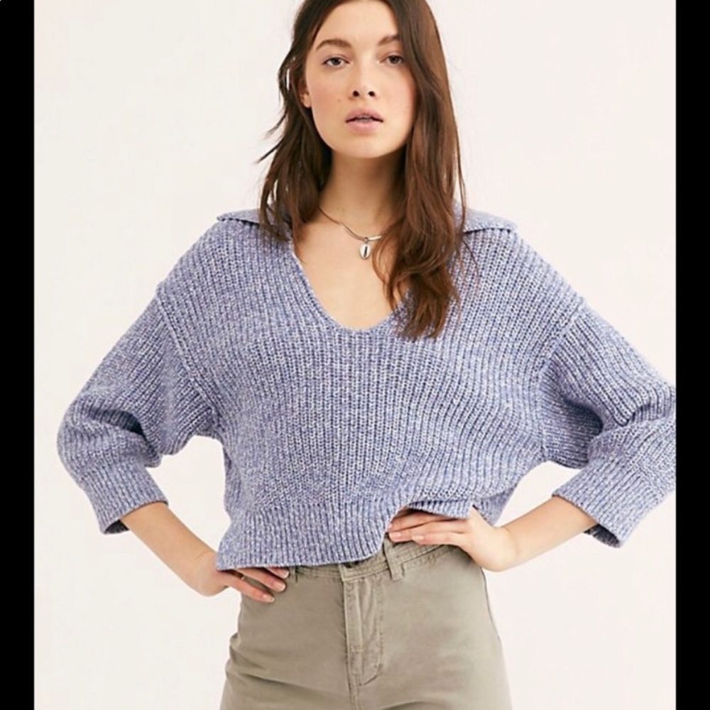 Free People Love this City Collared crop pullover sweater